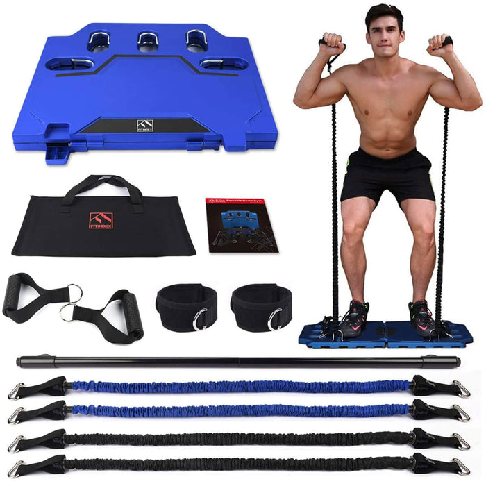 Home Gym With Resistance Bands & Workout Bar