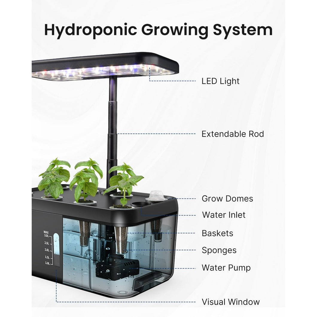 8 Pods Hydroponic Growing System, Indoor Herb Garden Kit with Automatic Timer LED Grow Light