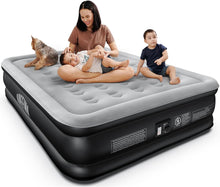 將圖片載入圖庫檢視器 Airefina Queen Size Air Mattress, Blow Up Mattress with Built-in Pump, Inflatable Mattress for Camping &amp; Guest, colchon Airbed - Self Inflating, Durable, Portable &amp; Waterproof Air Bed 80x60x18in
