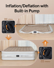 將圖片載入圖庫檢視器 King Air Mattress with Built in Pump, 20” Raised Inflatable Mattress for Camping&amp;Guest, Fast-Inflating Blow Up Mattresses, Upgraded Wave Beam Strong Support, Durable &amp; Comfotable Air Bed
