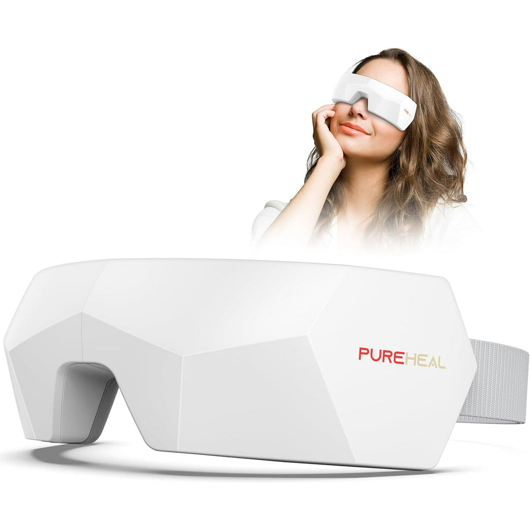 PureHeal Eye Massager with Heat, Heated Eye Temple Massager with Compression and Vibration, Bluetooth