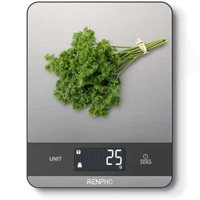 Digital Kitchen Food Scale, 7 Units with Tare Function, Stainless Steel, 11lb