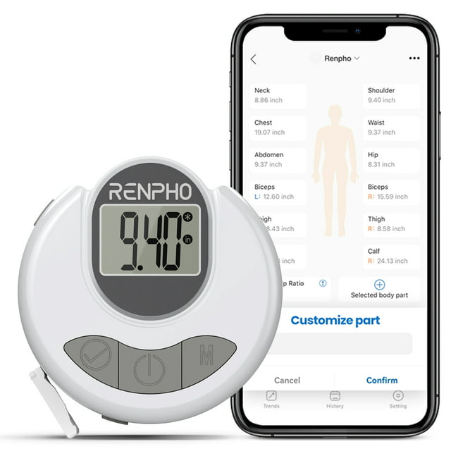 Smart Tape Measure with App, Bluetooth Body Measuring Tape for Body Circumference Monitoring, Mother-to-Be, Bodybuilder