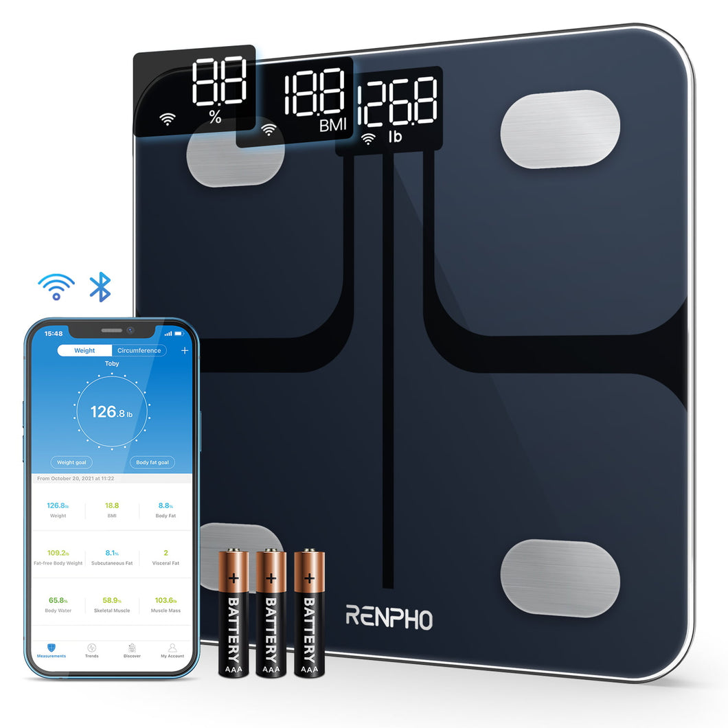 Wi-Fi & Bluetooth Body Weight Scale with App, Black