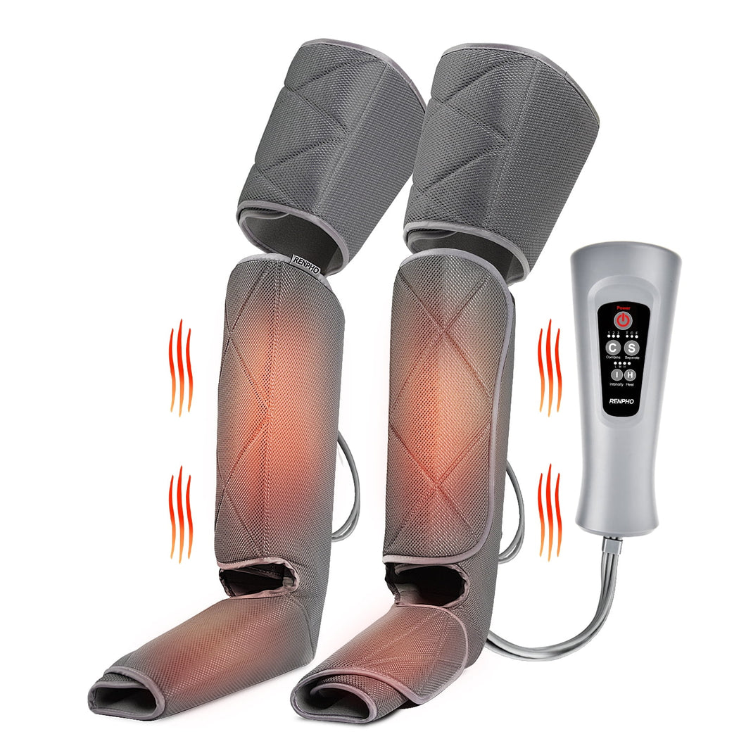 Leg Massager with Heat, Compression Calf Thigh Foot Massage with 3 Modes 3 Intensities