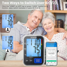 Load image into Gallery viewer, Bluetooth Upper Arm Blood Pressure Monitor, Smart Digital Large Cuff Blood Pressure Machine, LCD Display, 2-Users, Unlimited Memories Accurate BP Cuffs for Home Use, App for iOS Android
