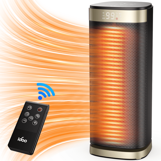 1500W Portable Electric Ceramic Space Heaters with Adjustable Thermostat for Office Bedroom Living Room, Gold