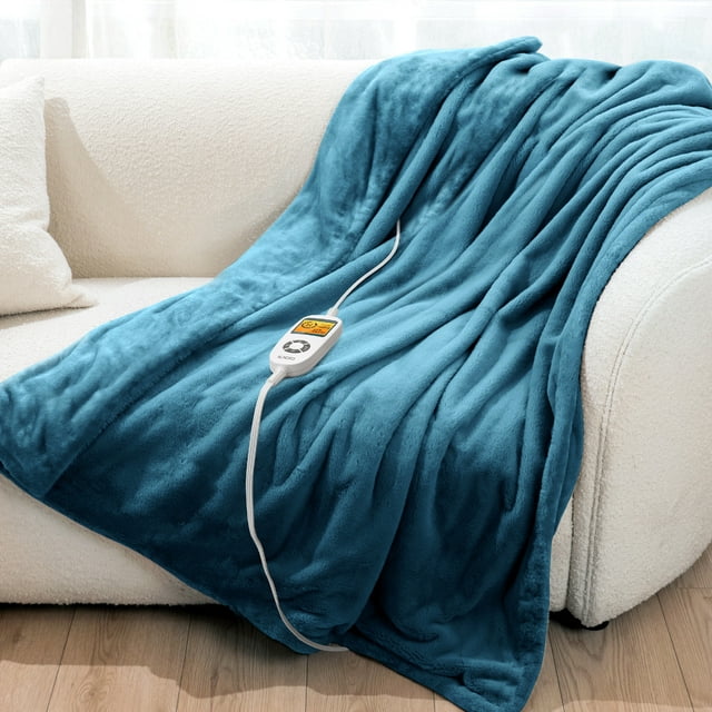 Electric Heated Blanket Throw with 10 Heating Levels & 1-10 Timer Settings